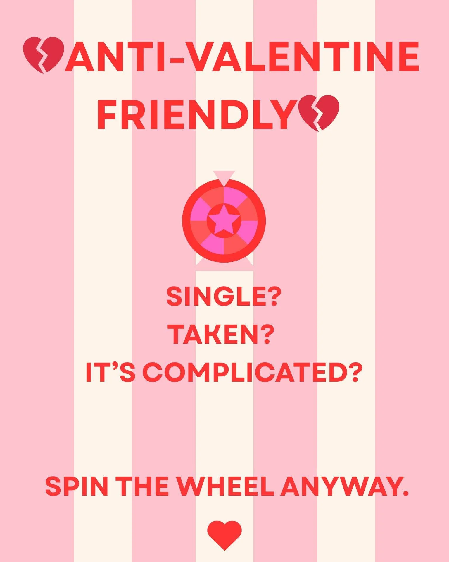 Single?  Taken?  Third Wheeling? It's Complicated?  Don't worry, you can still Spin to Win at Rusty Crown.  We're anti-valentine friendly🖤