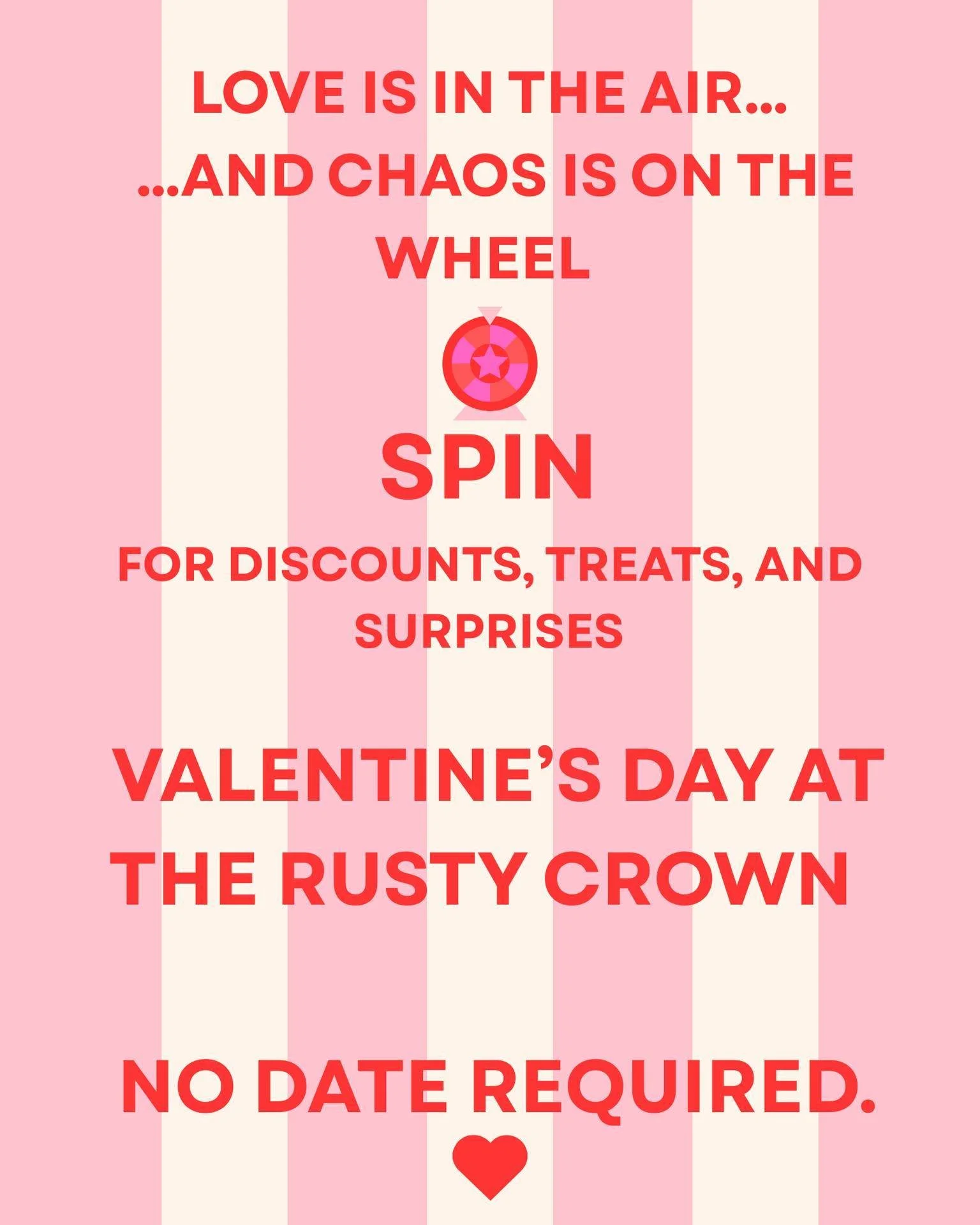 We've been waiting all week to Spin to Win at Rusty Crown! Come join us today thru Sunday for your chance at discounts, treats, and surprises!