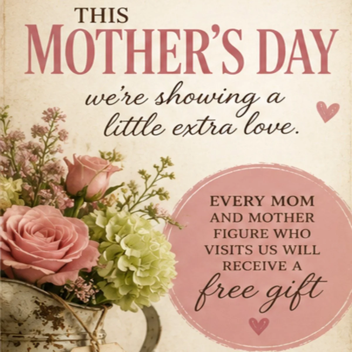 Whether you&rsquo;re a mom or just love one, we have a treat for you! Visit us today from Noon to Five to claim your Mother&rsquo;s Day freebie. ✨