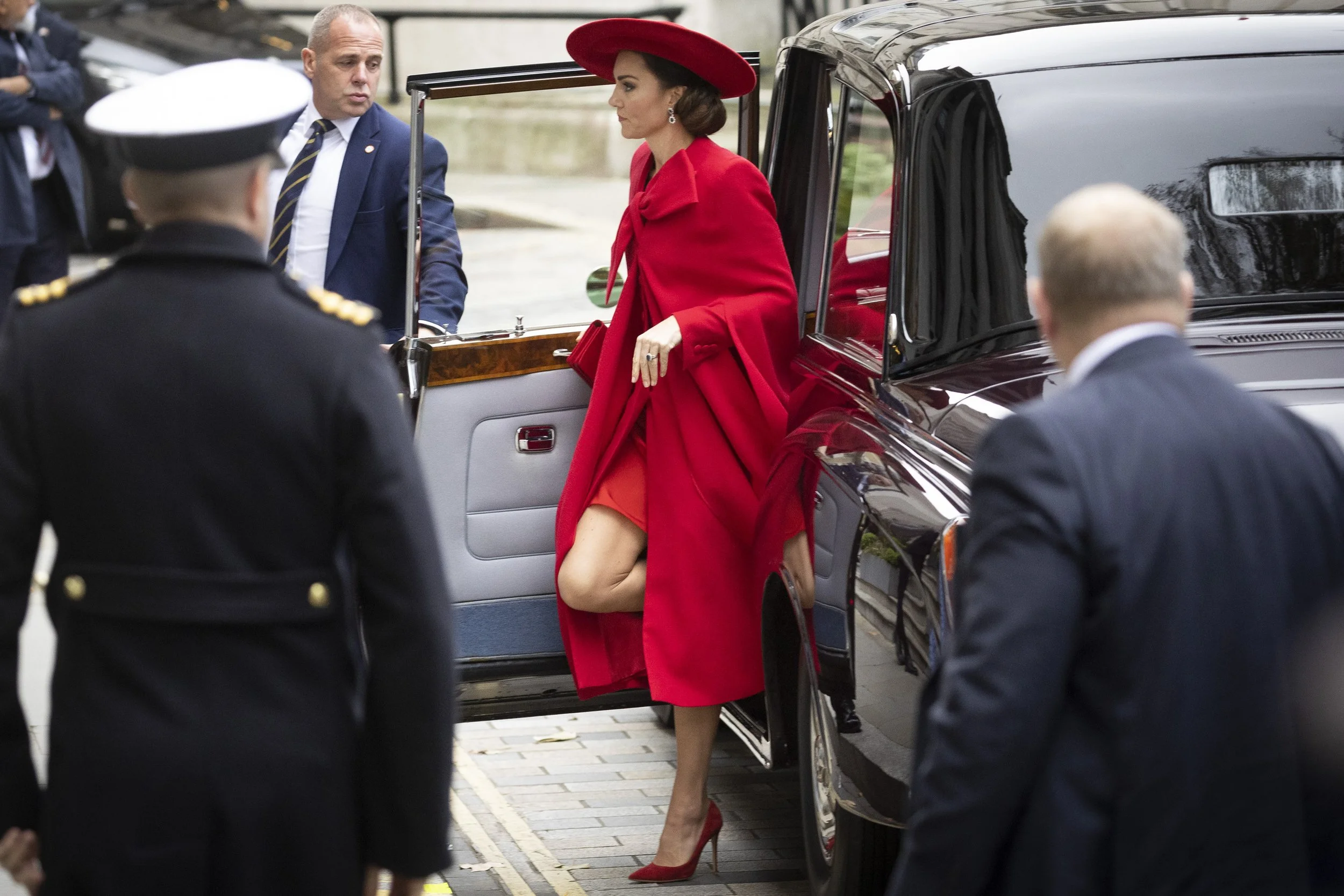 The Princess of Wales arrives at a London hotel during a state visit by the President of the Republic of Korea Yoon Suk Yeol 21/11/2023 