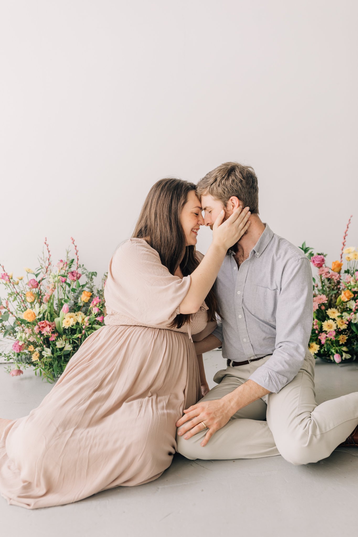 studio family maternity photos with flowers in Greenville, South Carolina-0809.jpg