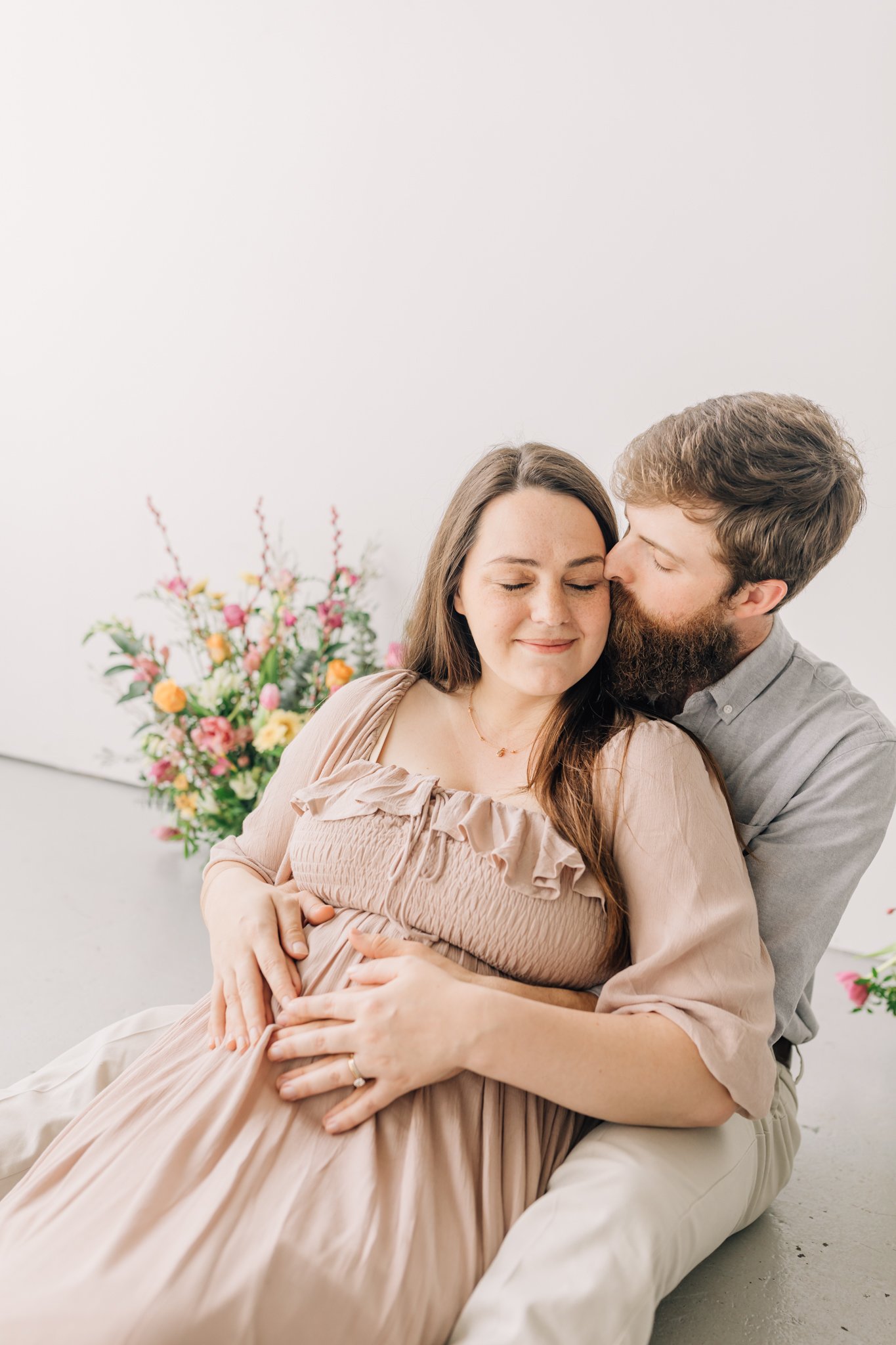 studio family maternity photos with flowers in Greenville, South Carolina-0829.jpg