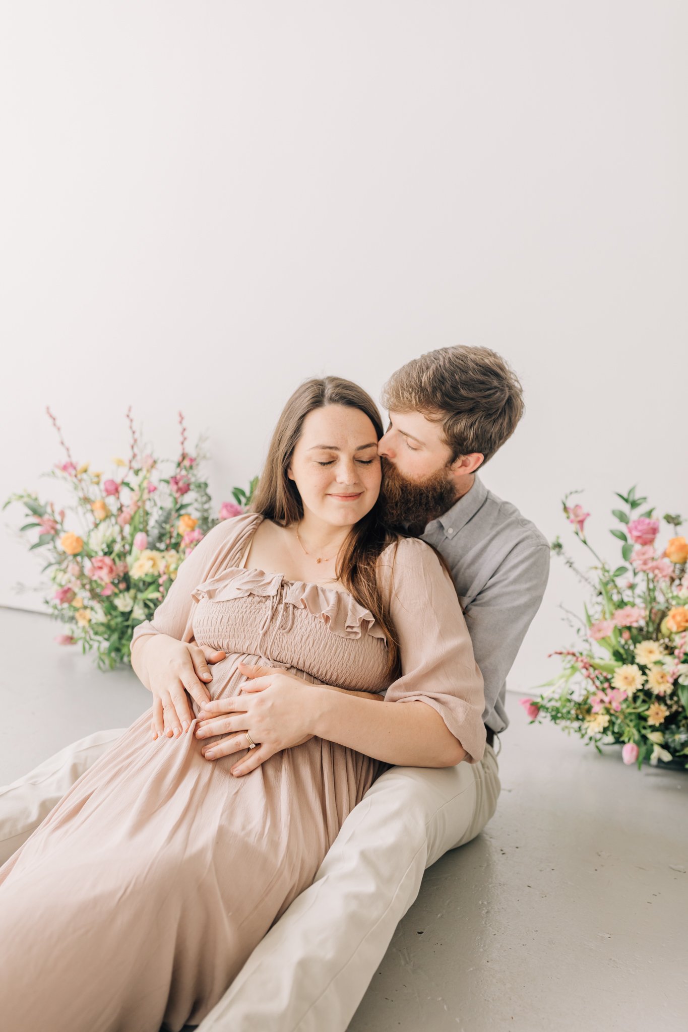 studio family maternity photos with flowers in Greenville, South Carolina-0830.jpg