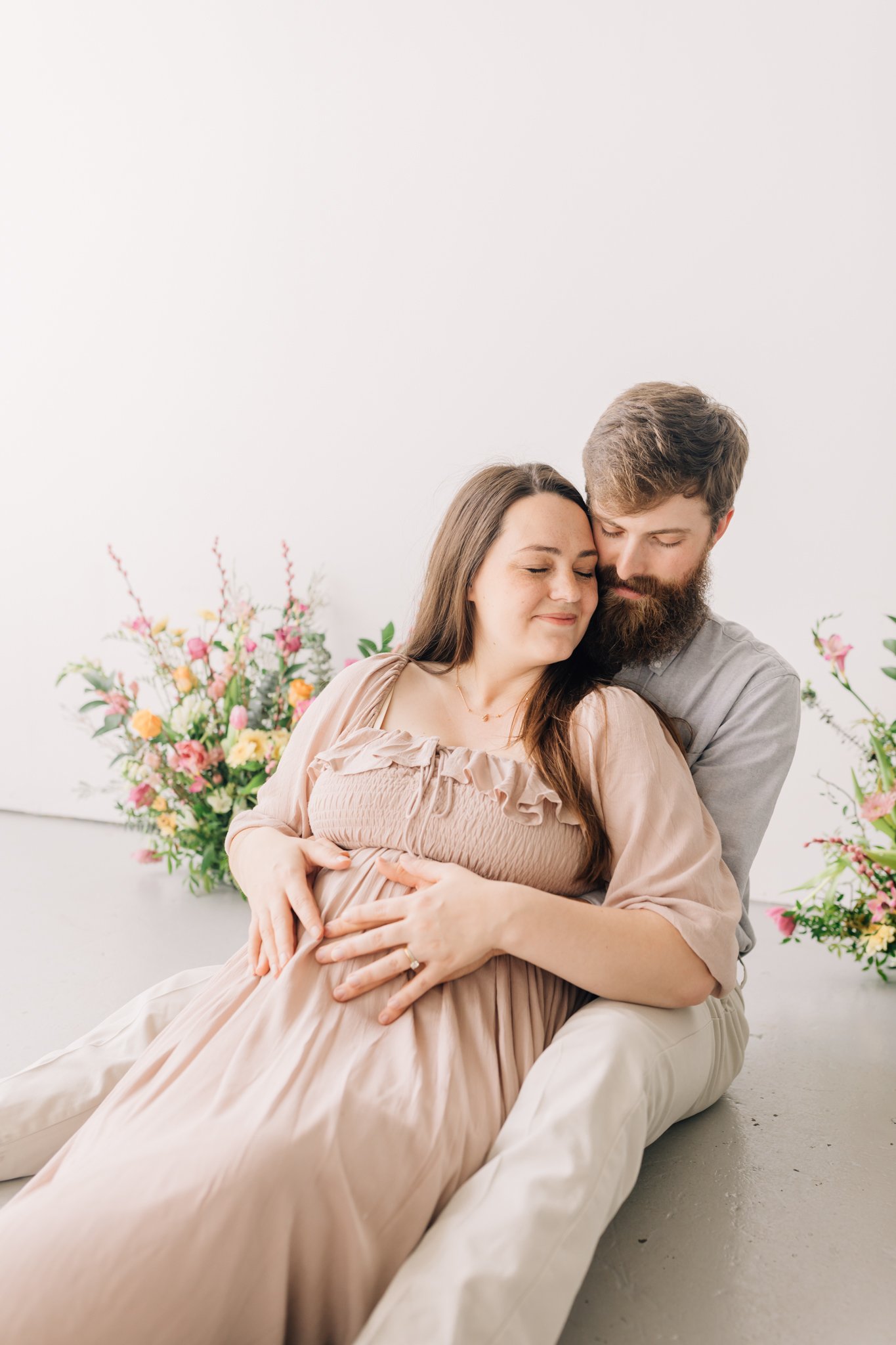 studio family maternity photos with flowers in Greenville, South Carolina-0833.jpg