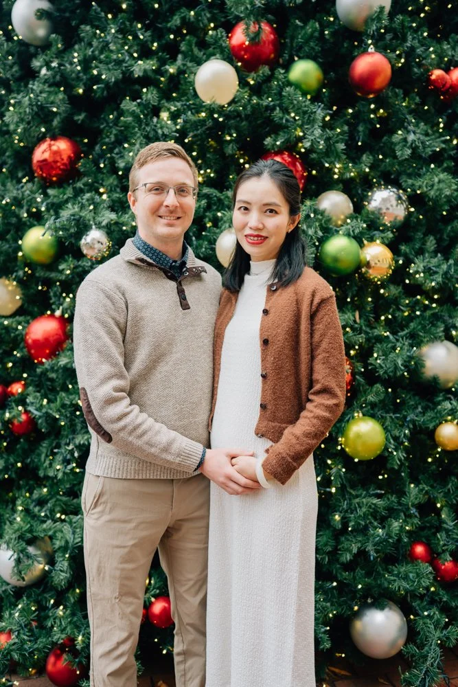 Christmas Maternity Photos in Downtown Greenville, SC