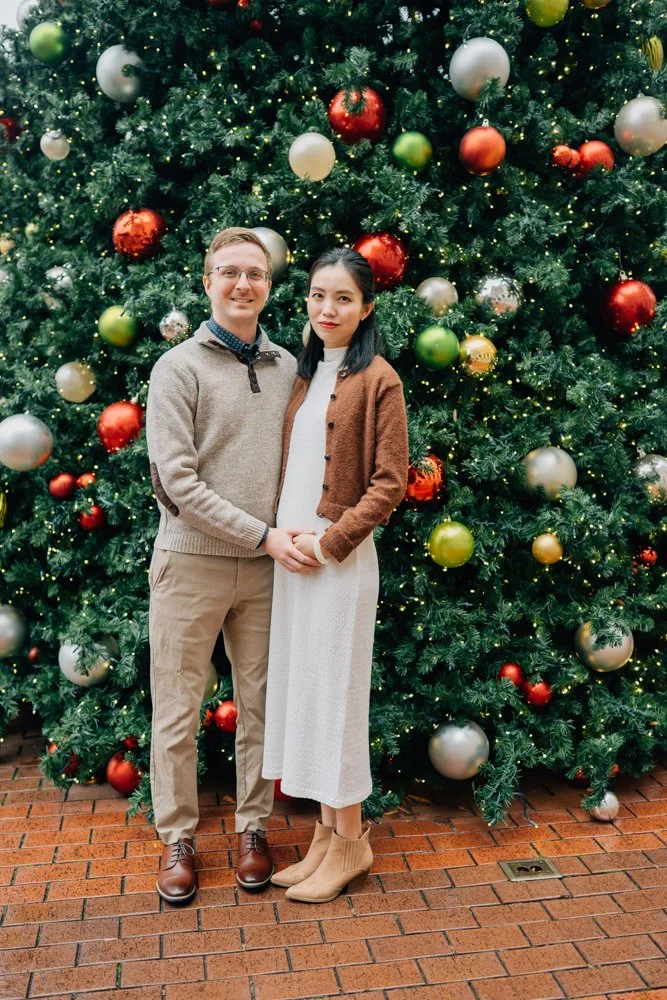 Christmas Maternity Photos in Downtown Greenville, SC