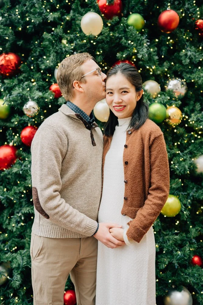 Christmas Maternity Photos in Downtown Greenville, SC