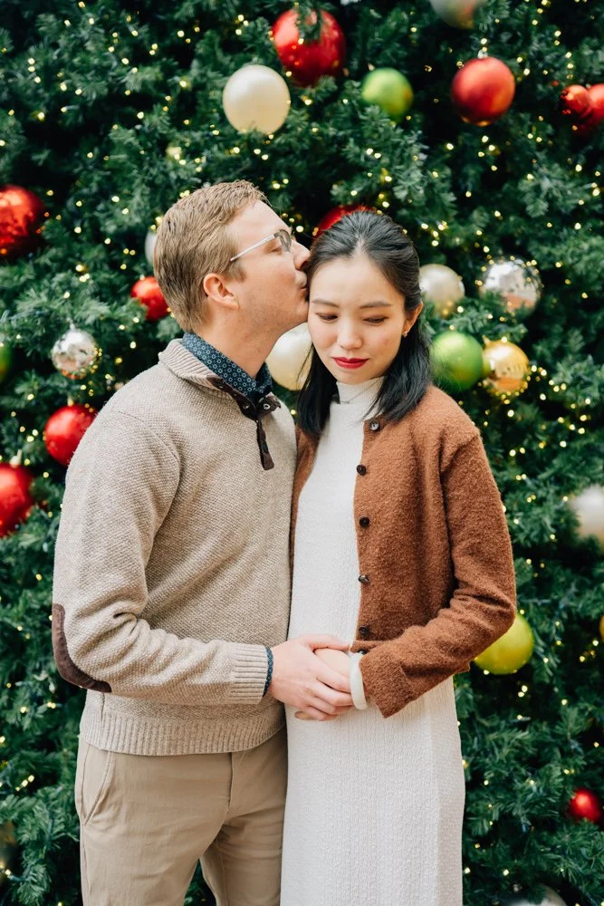 Christmas Maternity Photos in Downtown Greenville, SC