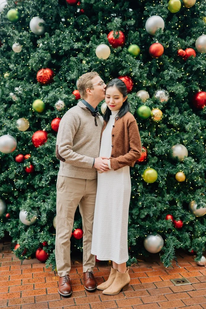Christmas Maternity Photos in Downtown Greenville, SC