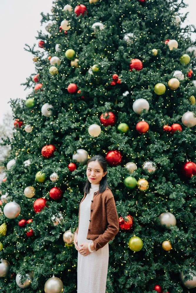 Christmas Maternity Photos in Downtown Greenville, SC
