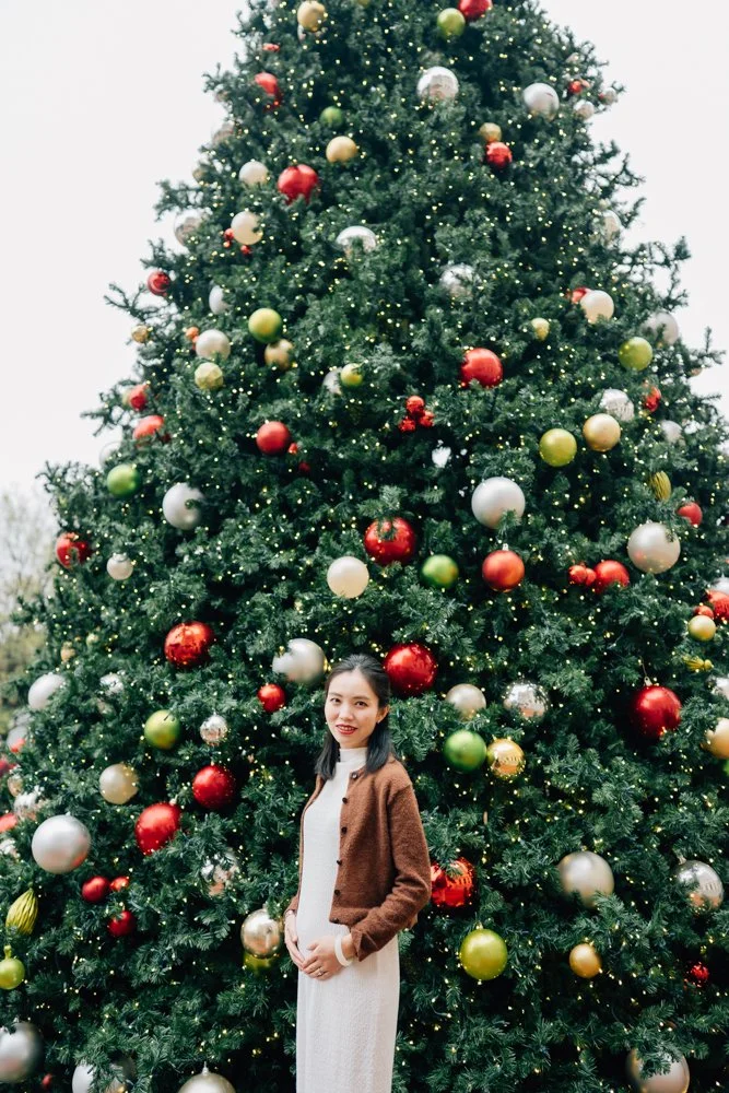 Christmas Maternity Photos in Downtown Greenville, SC