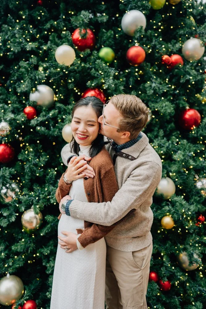 Christmas Maternity Photos in Downtown Greenville, SC