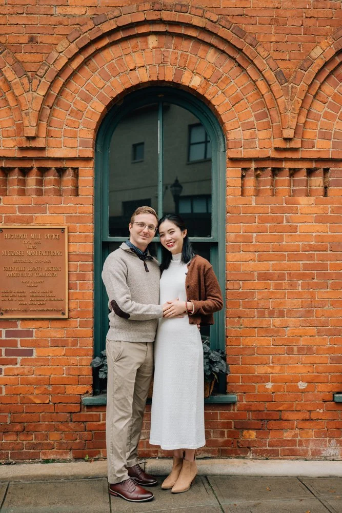 Christmas Maternity Photos in Downtown Greenville, SC
