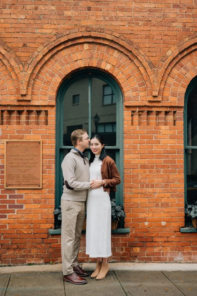 Christmas Maternity Photos in Downtown Greenville, SC