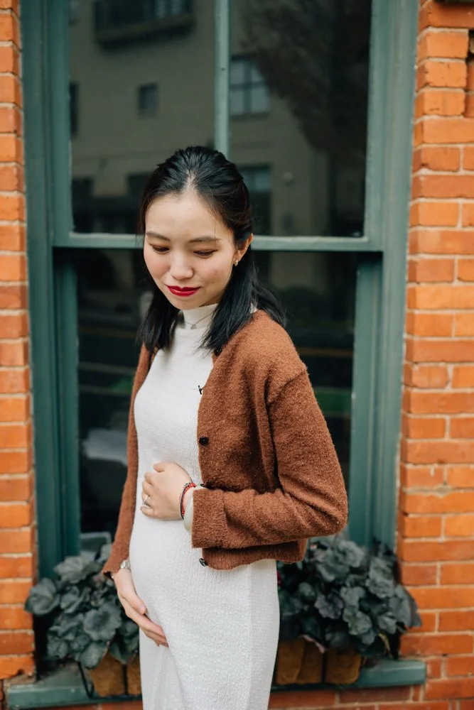 Christmas Maternity Photos in Downtown Greenville, SC