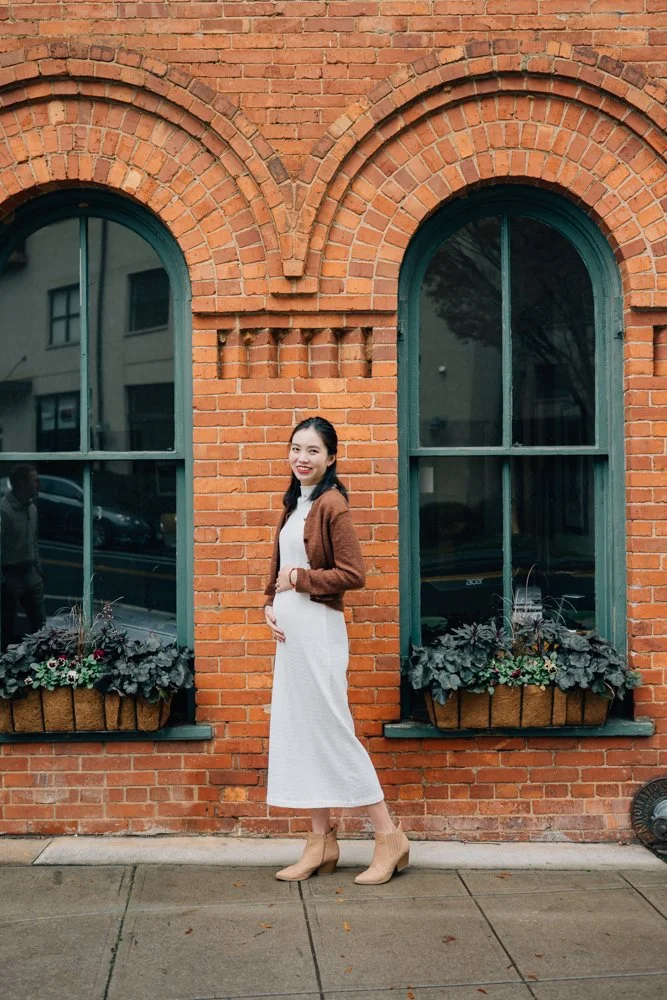 Christmas Maternity Photos in Downtown Greenville, SC