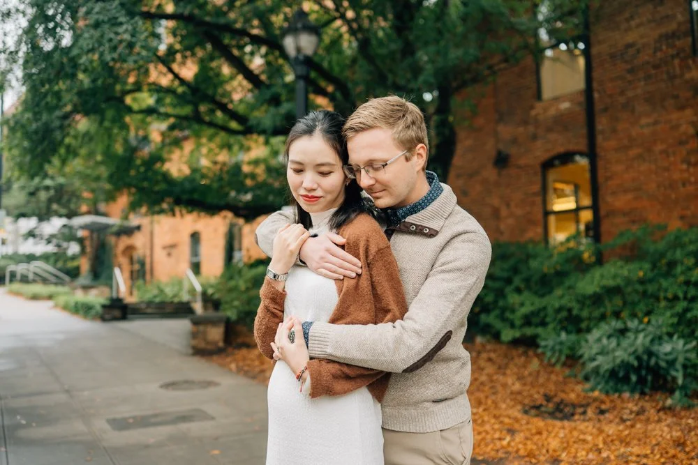 Christmas Maternity Photos in Downtown Greenville, SC