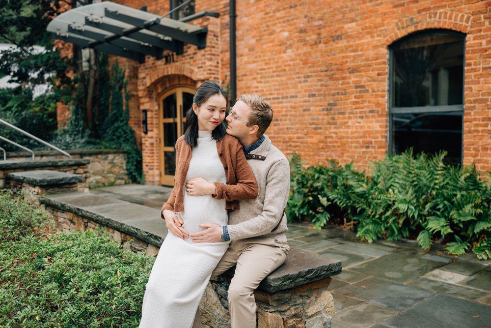 Christmas Maternity Photos in Downtown Greenville, SC