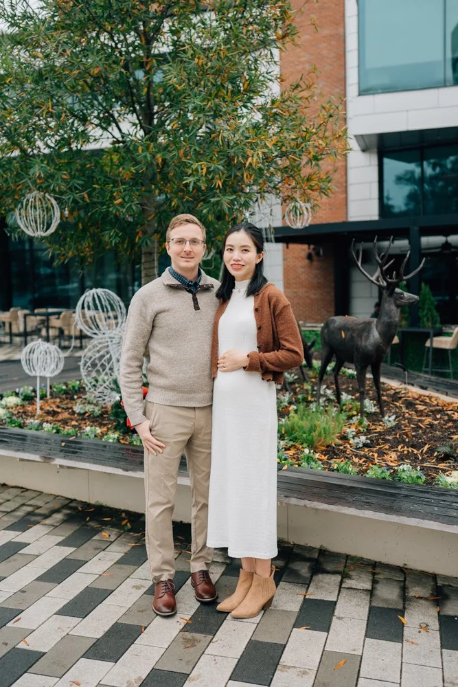Christmas Maternity Photos in Downtown Greenville, SC