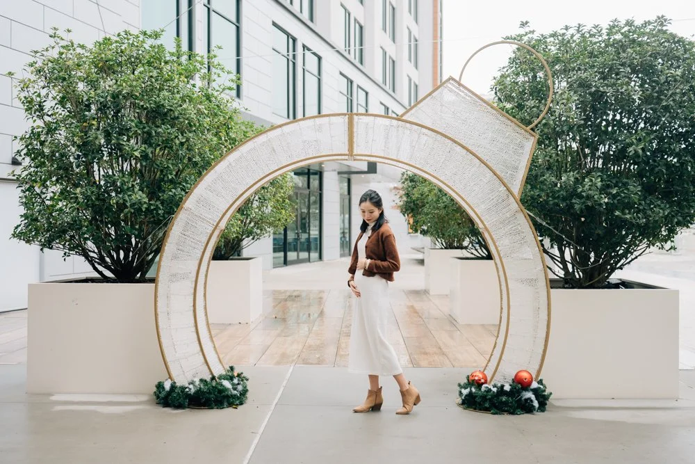 Christmas Maternity Photos in Downtown Greenville, SC