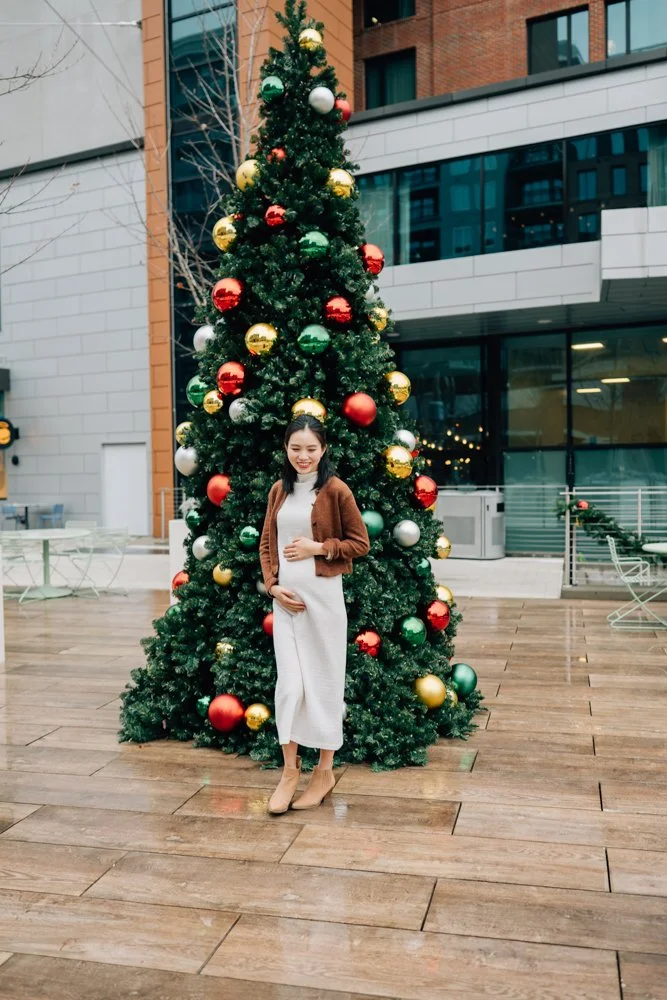 Christmas Maternity Photos in Downtown Greenville, SC