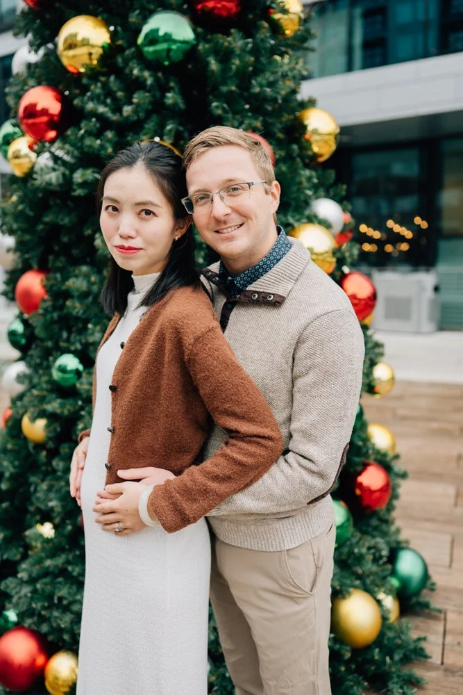 Christmas Maternity Photos in Downtown Greenville, SC