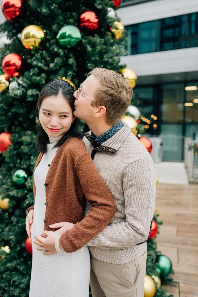 Christmas Maternity Photos in Downtown Greenville, SC