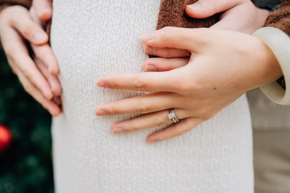 Christmas Maternity Photos in Downtown Greenville, SC