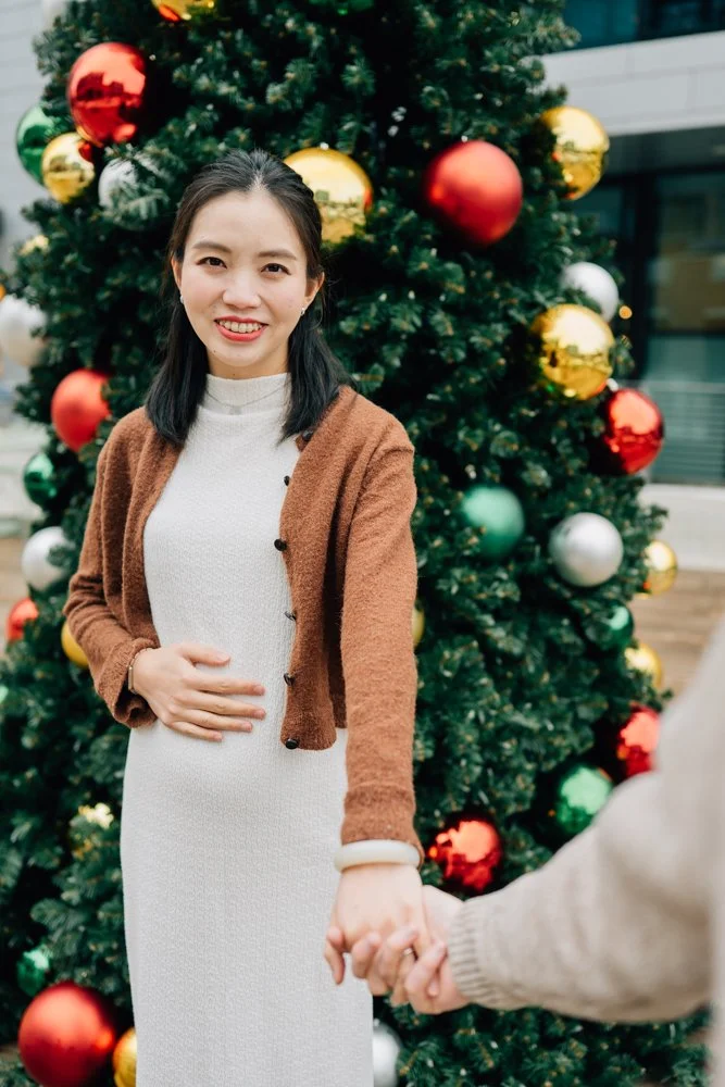 Christmas Maternity Photos in Downtown Greenville, SC
