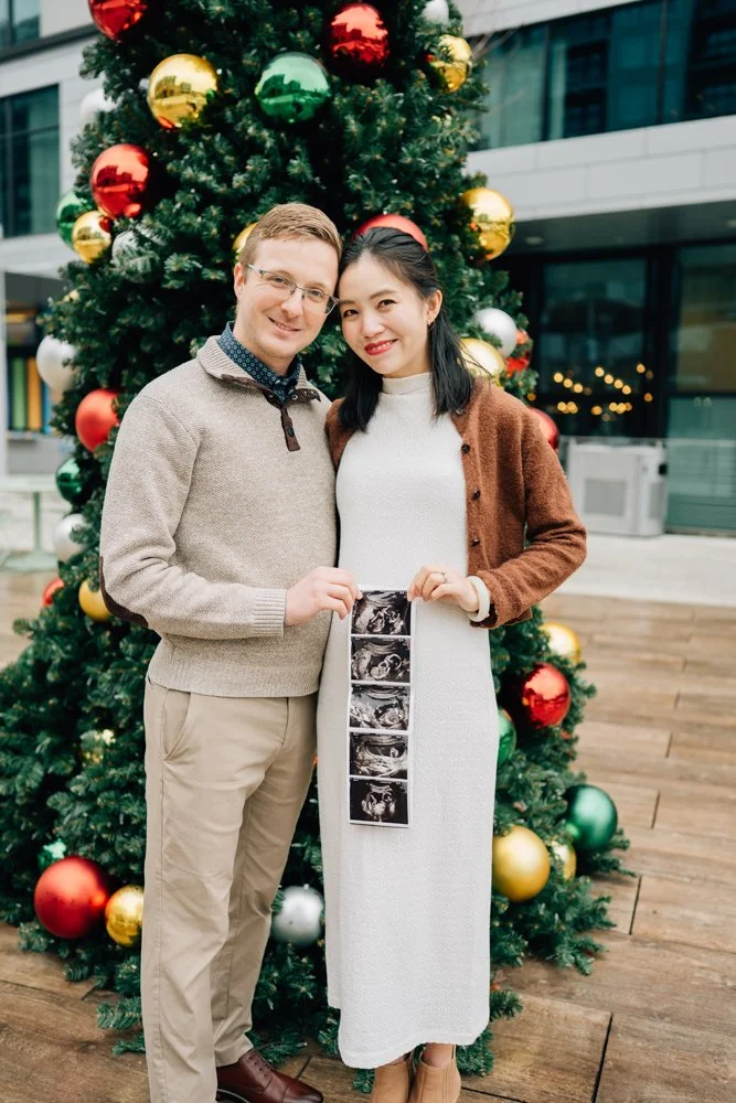Christmas Maternity Photos in Downtown Greenville, SC