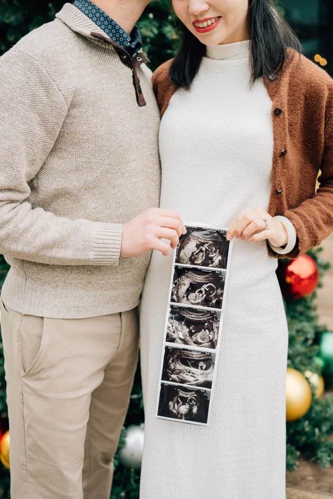 Christmas Maternity Photos in Downtown Greenville, SC