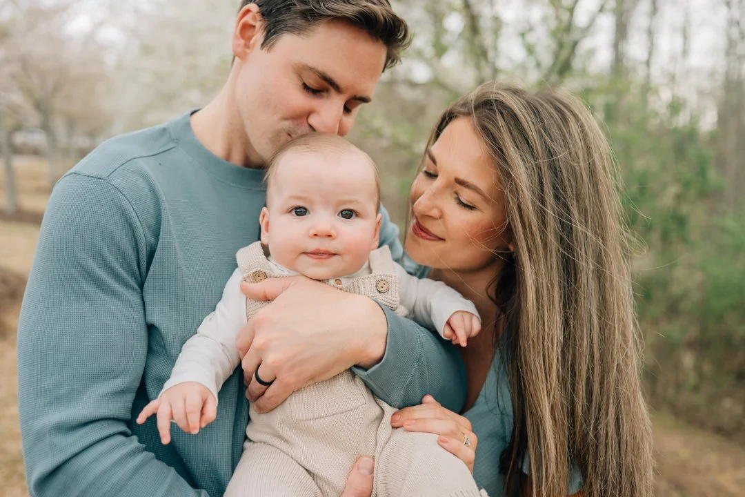 Family Photos During Spring Cherry Blossoms in Greenville, SC