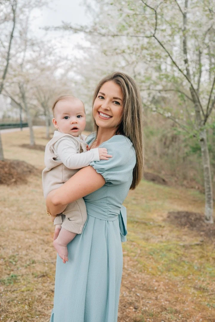 Family Photos During Spring Cherry Blossoms in Greenville, SC