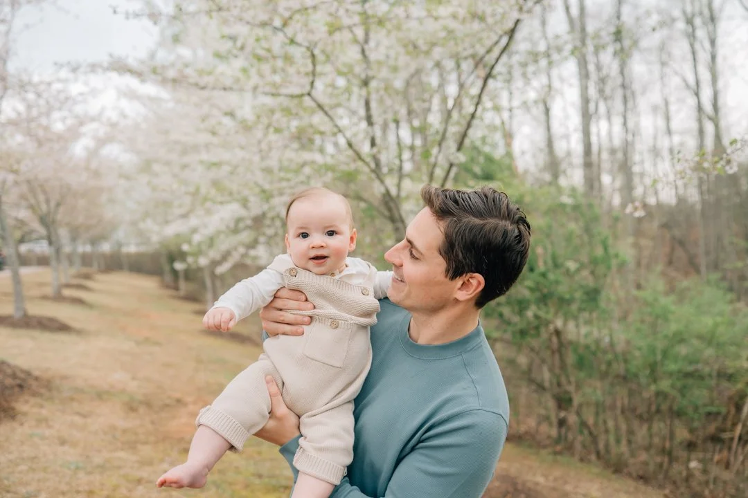 Family Photos During Spring Cherry Blossoms in Greenville, SC