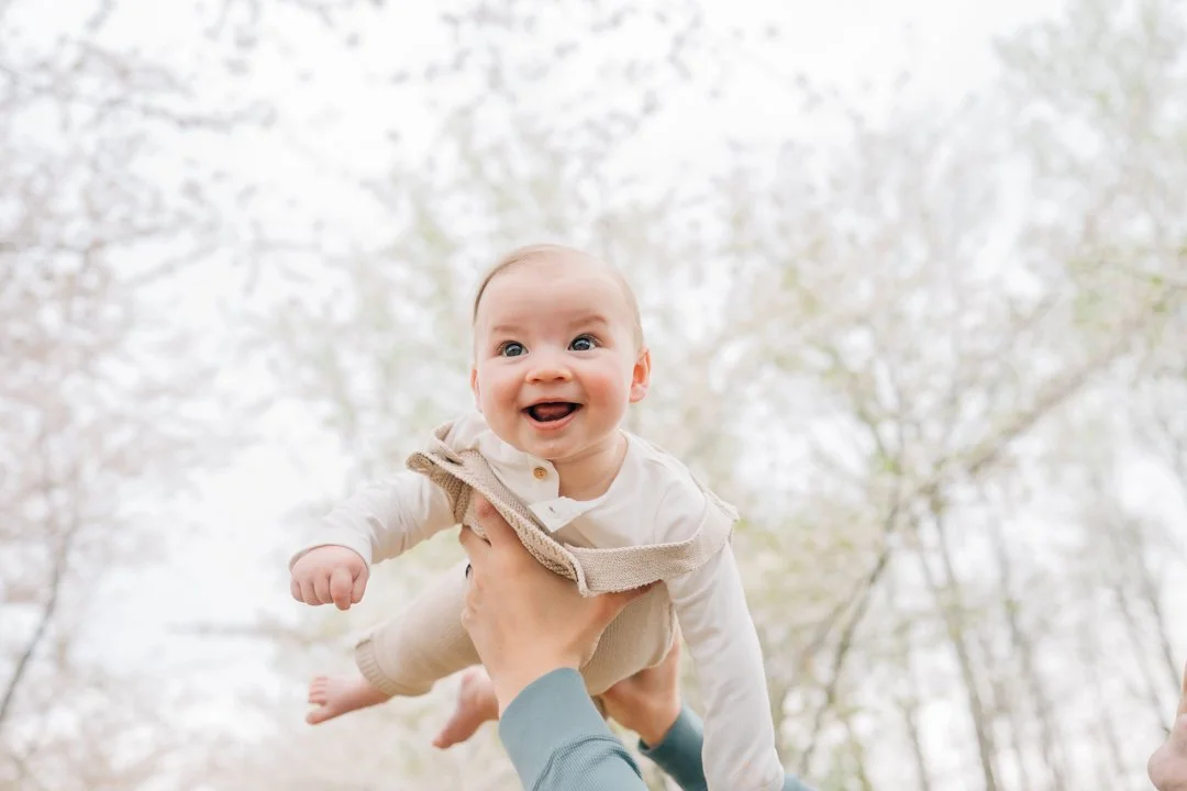 Family Photos During Spring Cherry Blossoms in Greenville, SC