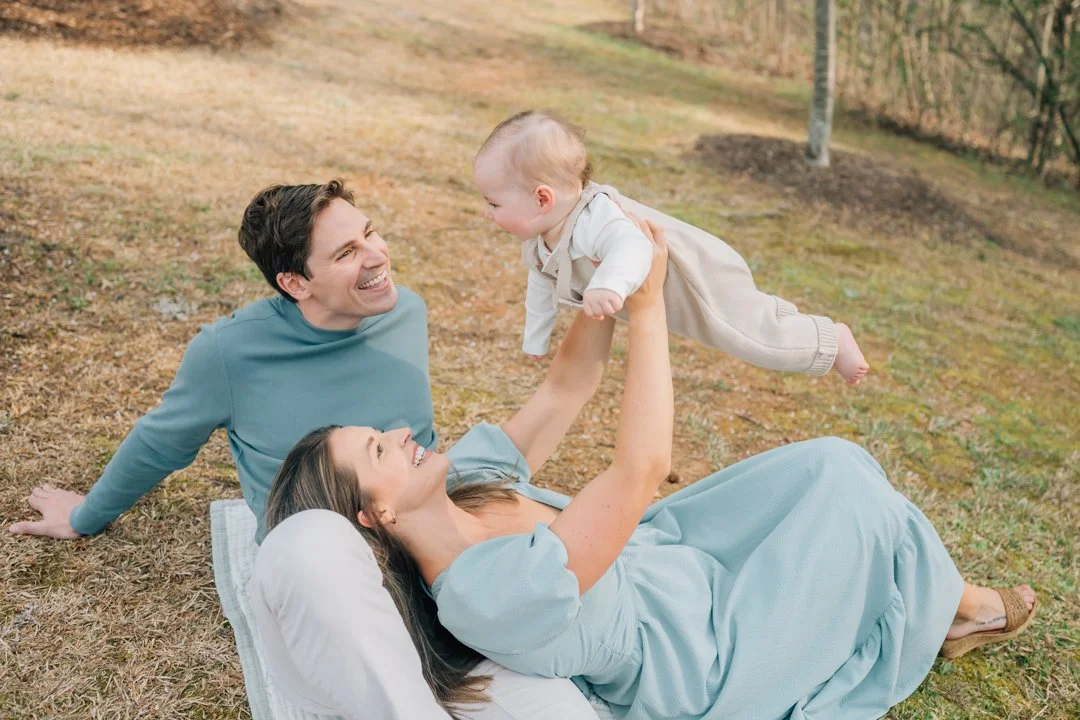 Family Photos During Spring Cherry Blossoms in Greenville, SC