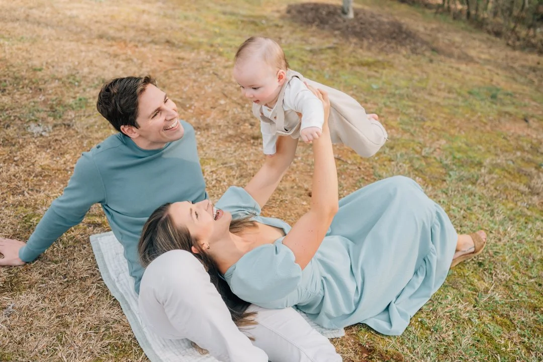 Family Photos During Spring Cherry Blossoms in Greenville, SC
