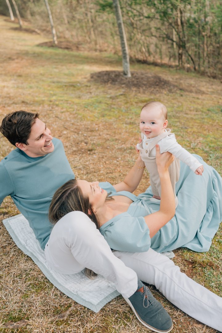 Family Photos During Spring Cherry Blossoms in Greenville, SC