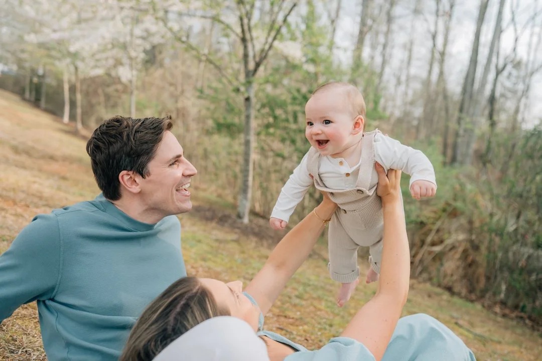 Family Photos During Spring Cherry Blossoms in Greenville, SC