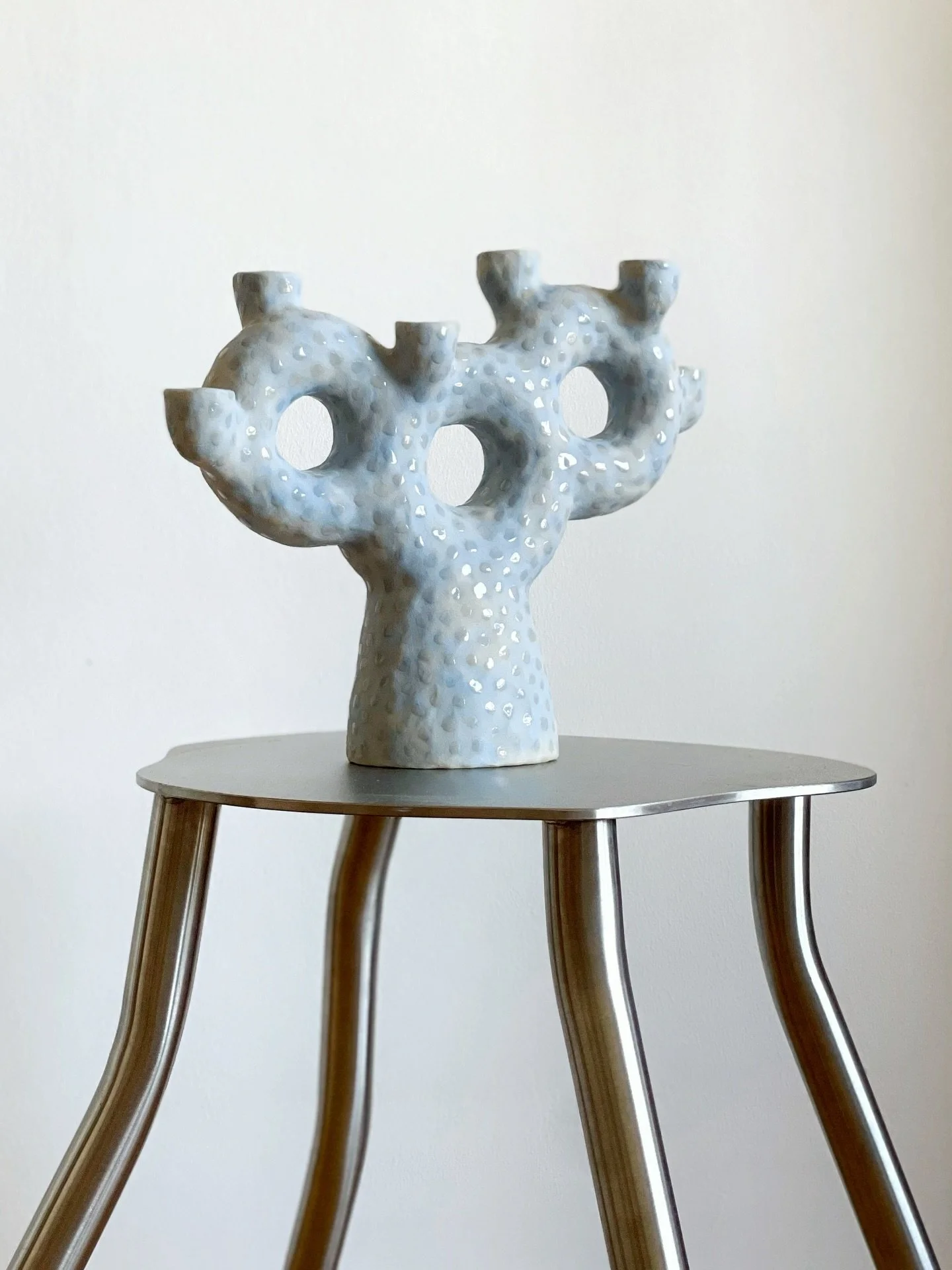 Big candleholder for six candles especially made for the one and only @oscar.cedon posing here on one of his metal stools 🌧️