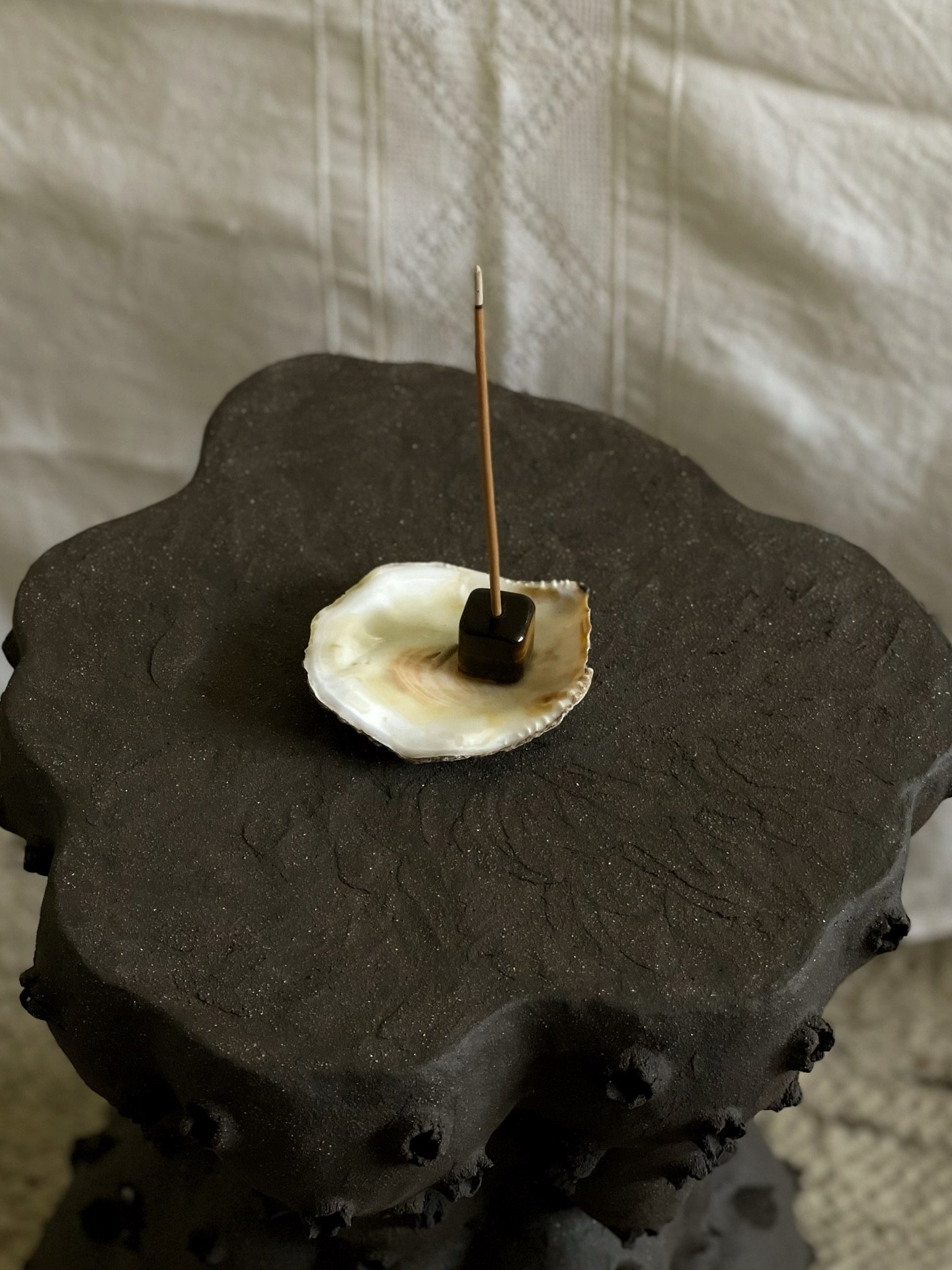 Turns out this black sculpture from the latest exhibition works perfectly as a table. 
Just sayin 🌚