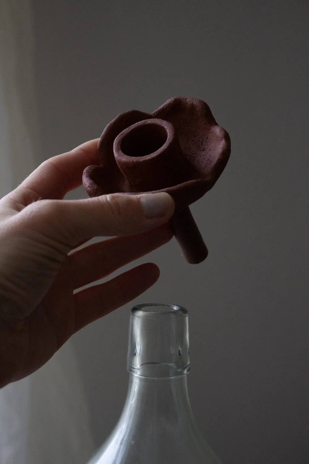 Candleholder Flower for a Wine Bottle in Red