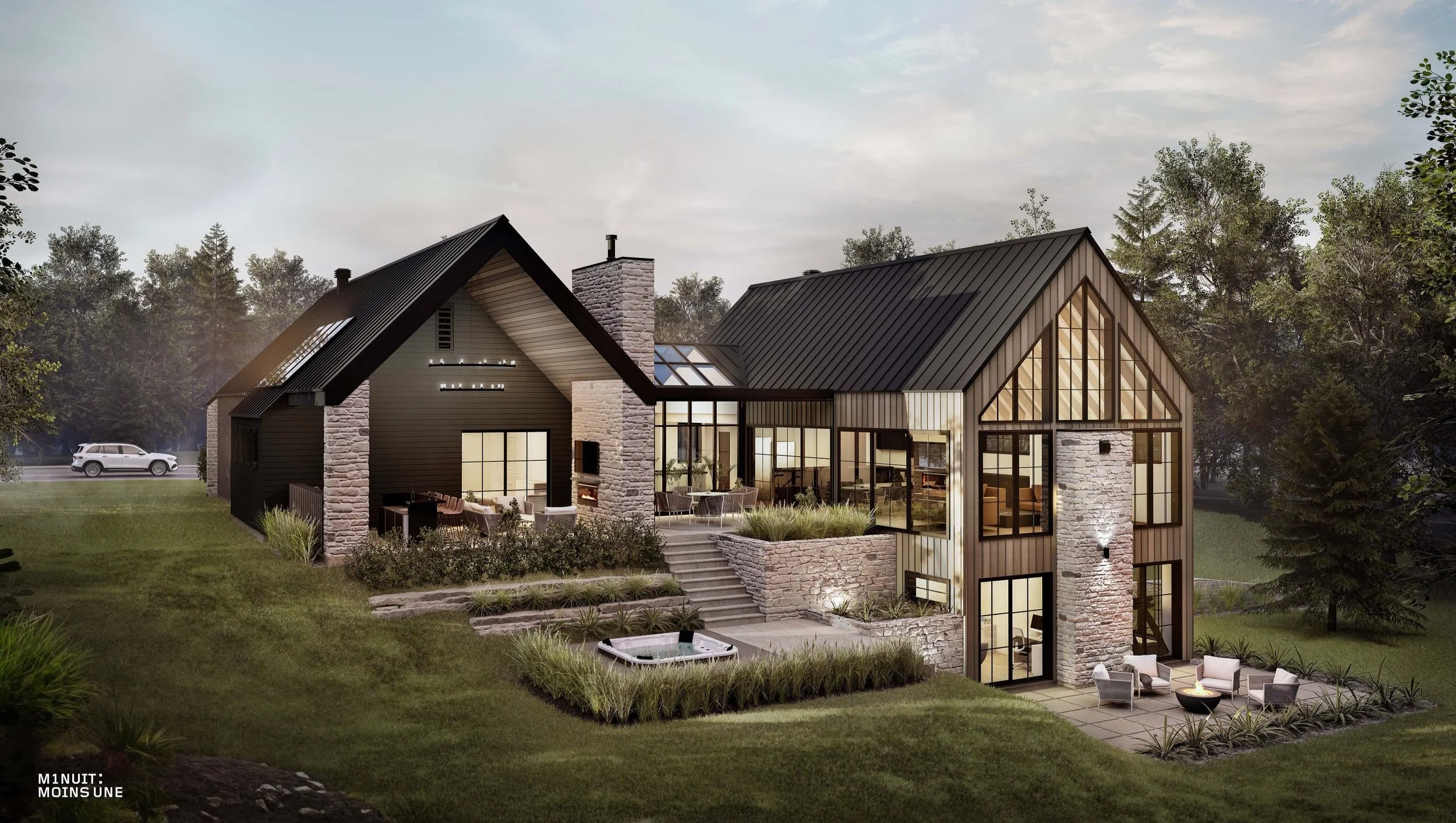 Exterior 3D rendering of La Maison Tanguay for the Fondation Maurice Tanguay
