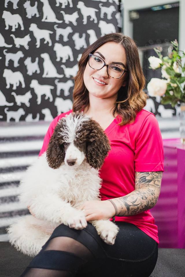 Meet Courtney! I've been in the industry for about 3 years. I have always had a huge passion for dogs & I'm so glad I chose a career where I get to put that passion to use. I love making them feel special even just for their spa day. I also love making that connection with my clients & their fur babies. You can trust your animals are in good hands. I love that this job gives me the opportunity to learn new things every day alongside our wonderful team. My job is my life & I'm glad I get to spend that time doing what I love. When I'm not grooming I like to spend my time with my family & my Boston Terrier, Marvin.