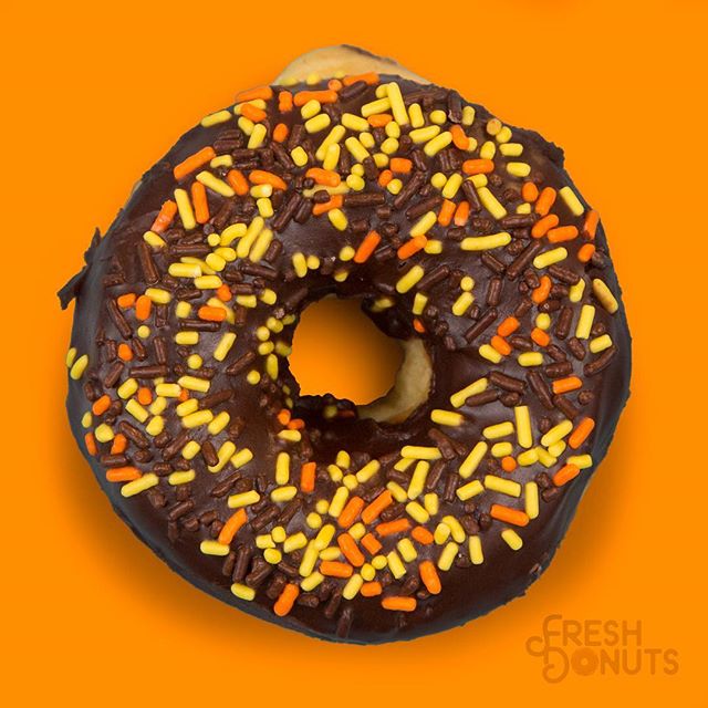 Autumn Sprinkles. A great donut for a great season. 🍎👢🧥🍁🍩🍂🎃🏈Fun fact: We make our sprinkles by mixing sugar, coloring, and recently fallen leaves.