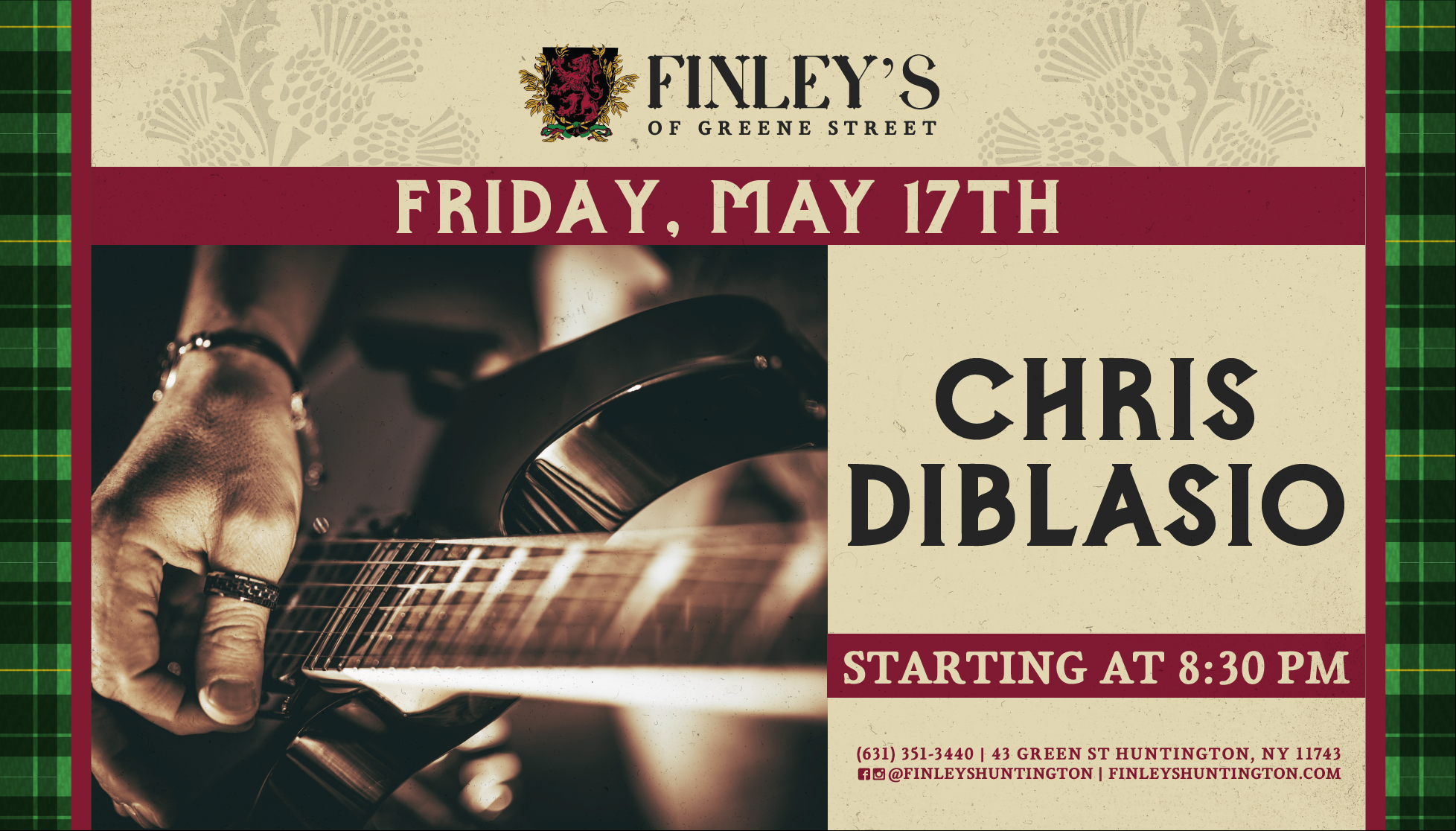Flyer for live music with Chris Diblasio