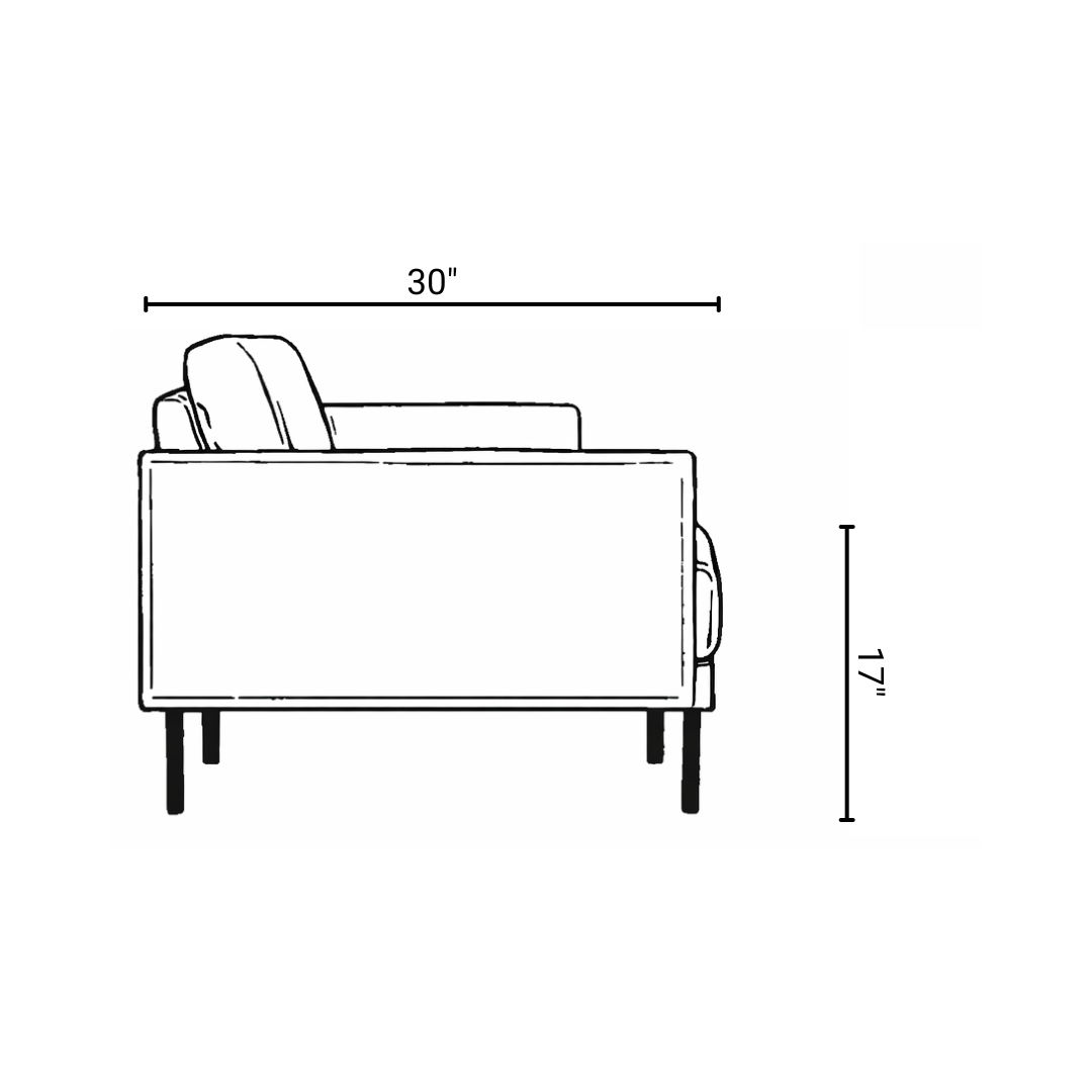 Vinyl upholstered office sofa with structured arms and clean contemporary style