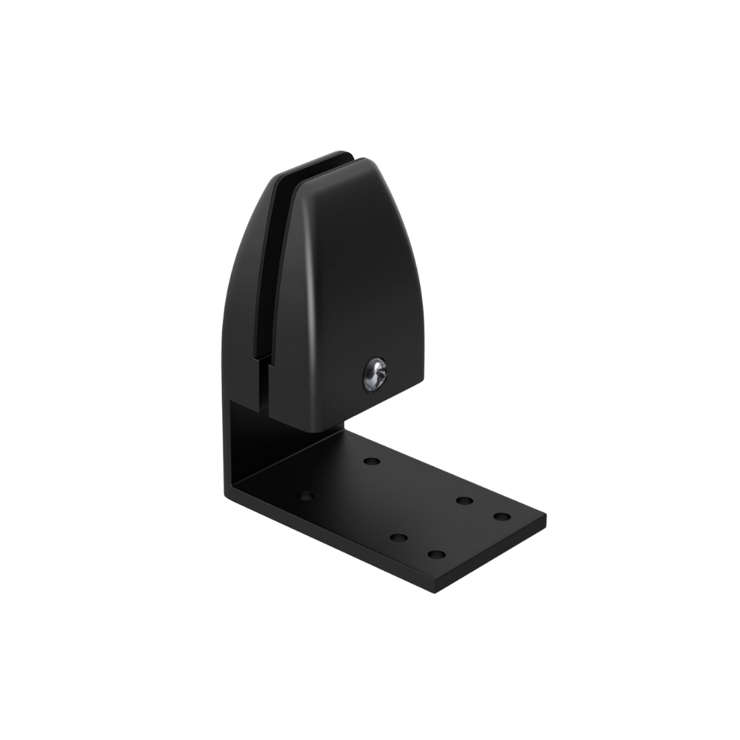 Black metal mounting bracket for office desk privacy panels