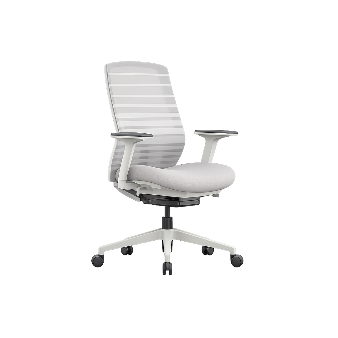 Scout office chair with breathable mesh back and contoured upholstered seat designed for ergonomic comfort.