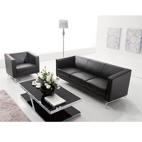 Black Leather Sofa Dynamic Office